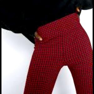 NWT ZARA houndstooth red and black leggings